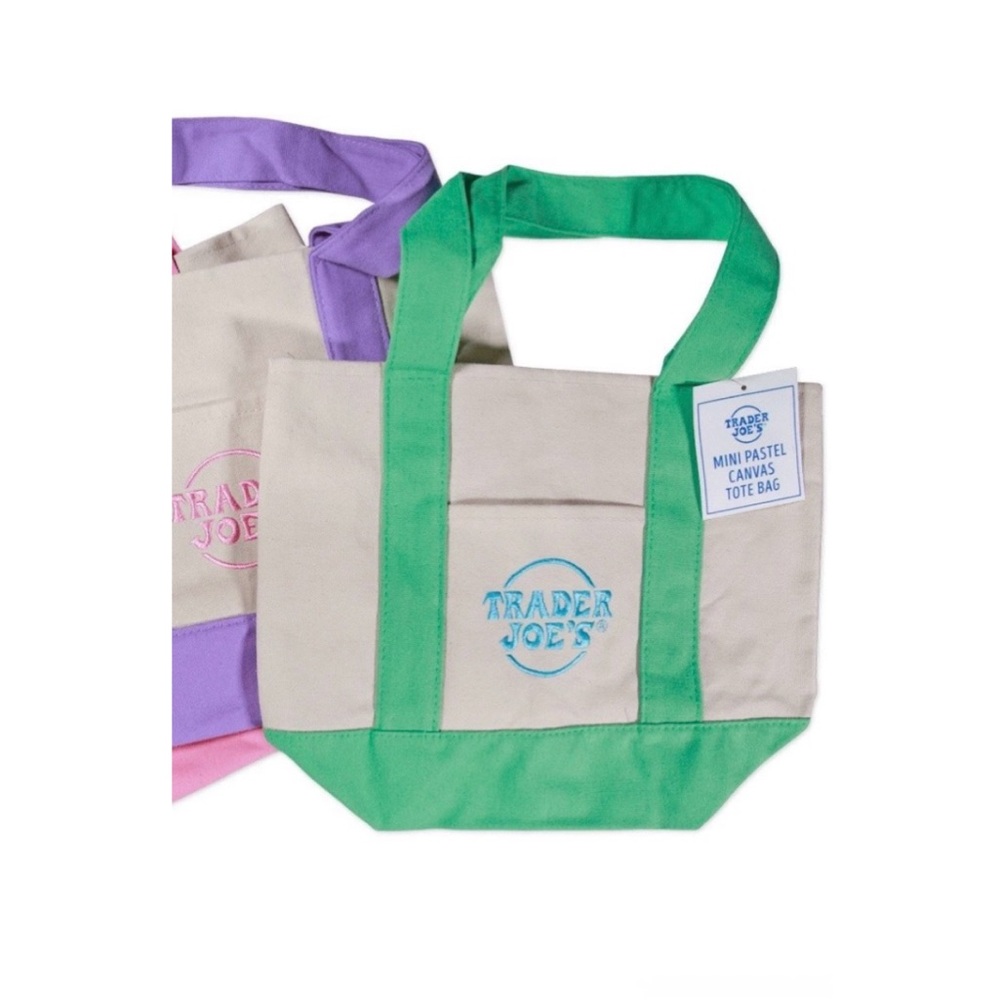 Trader Joe's Mini Canvas Tote Bag Pastel Mint Green - 2026 Limited Edition